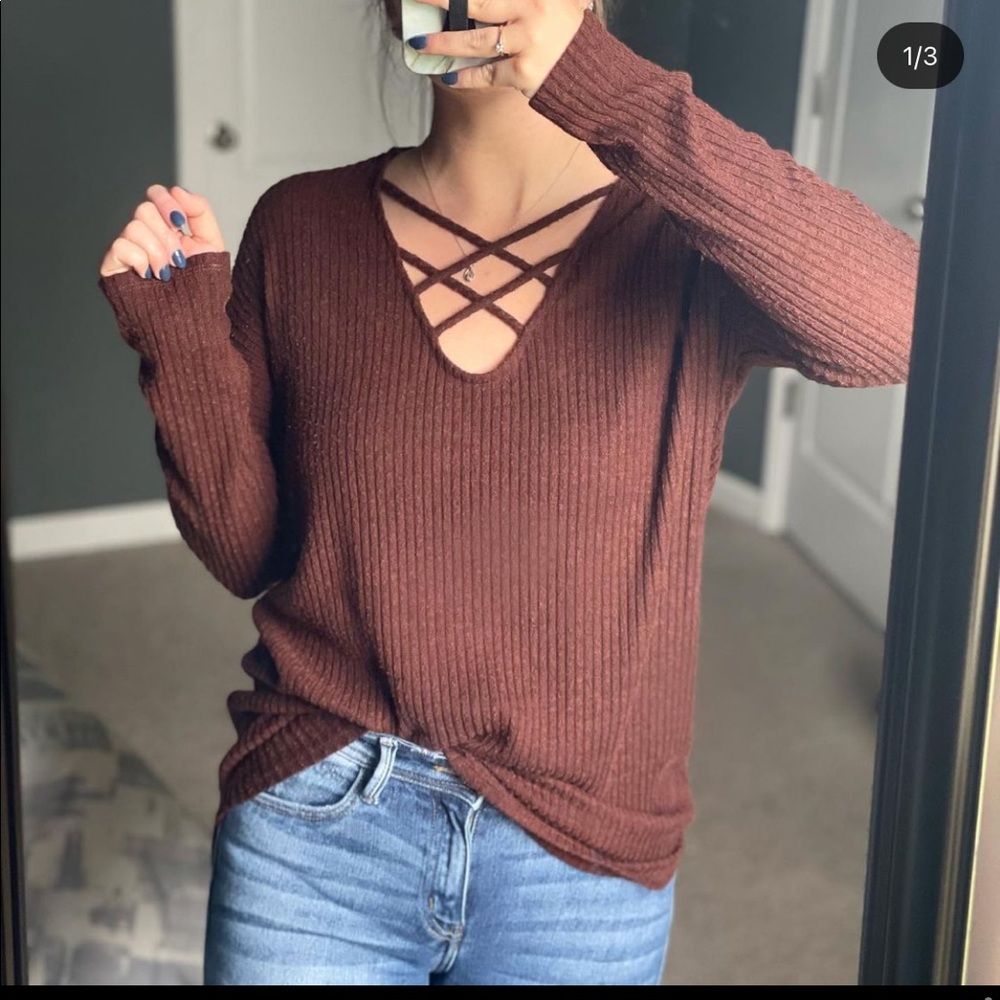 Soft criss cross sweater
